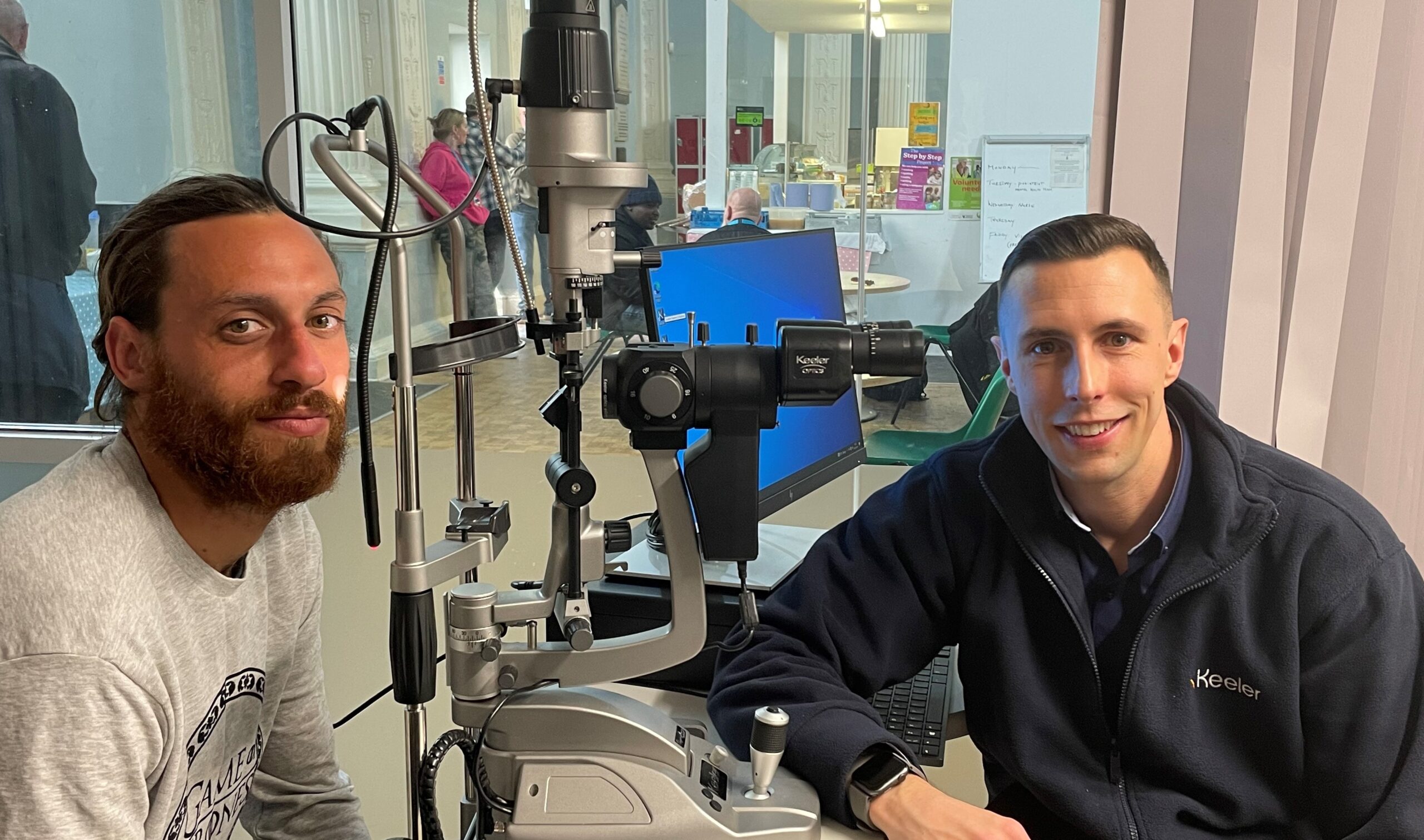 Nick Hamlett, Keeler business development manager, calibrates a slit lap at VCHO Brighton