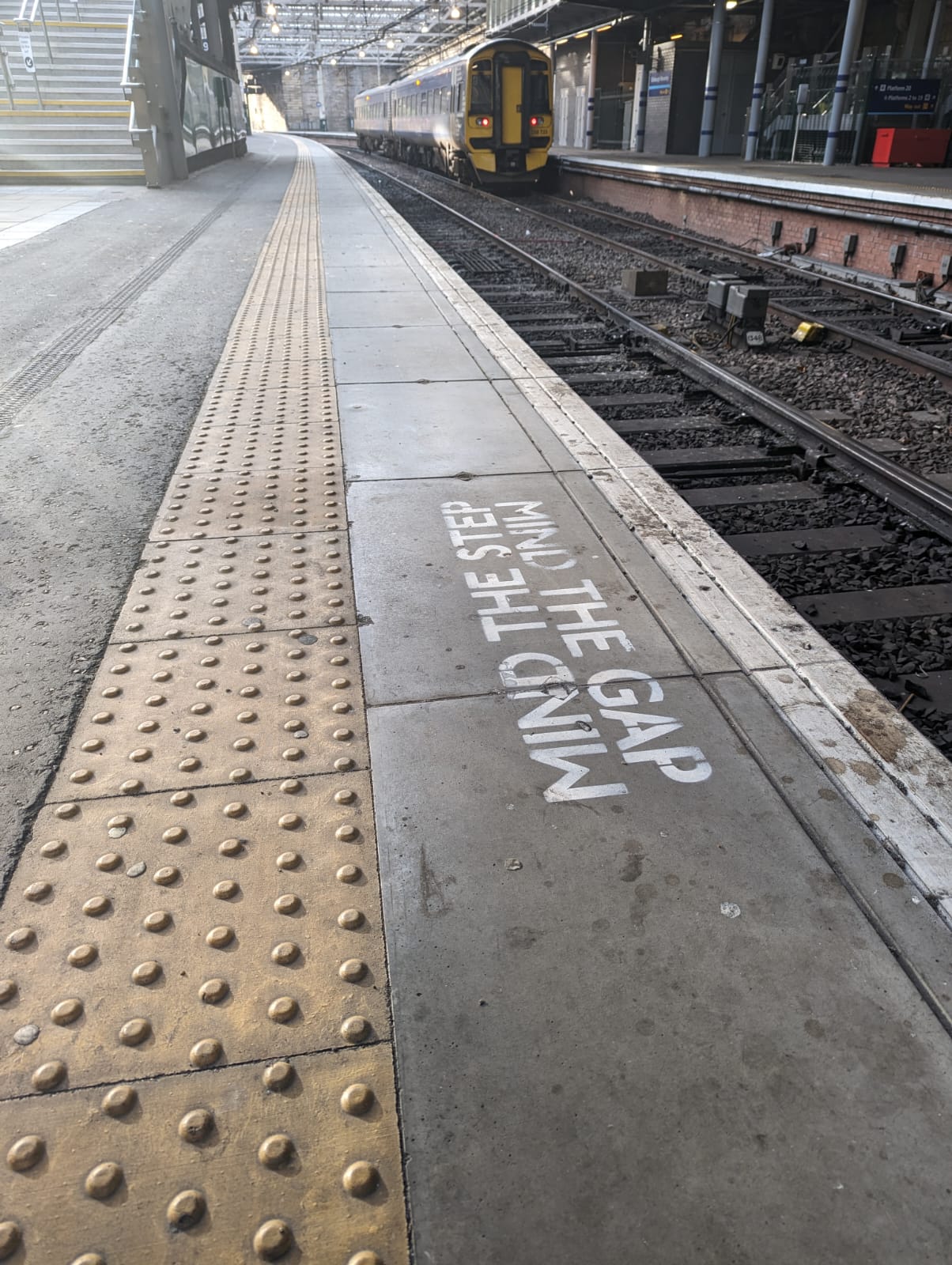 Tactile paving railway station
