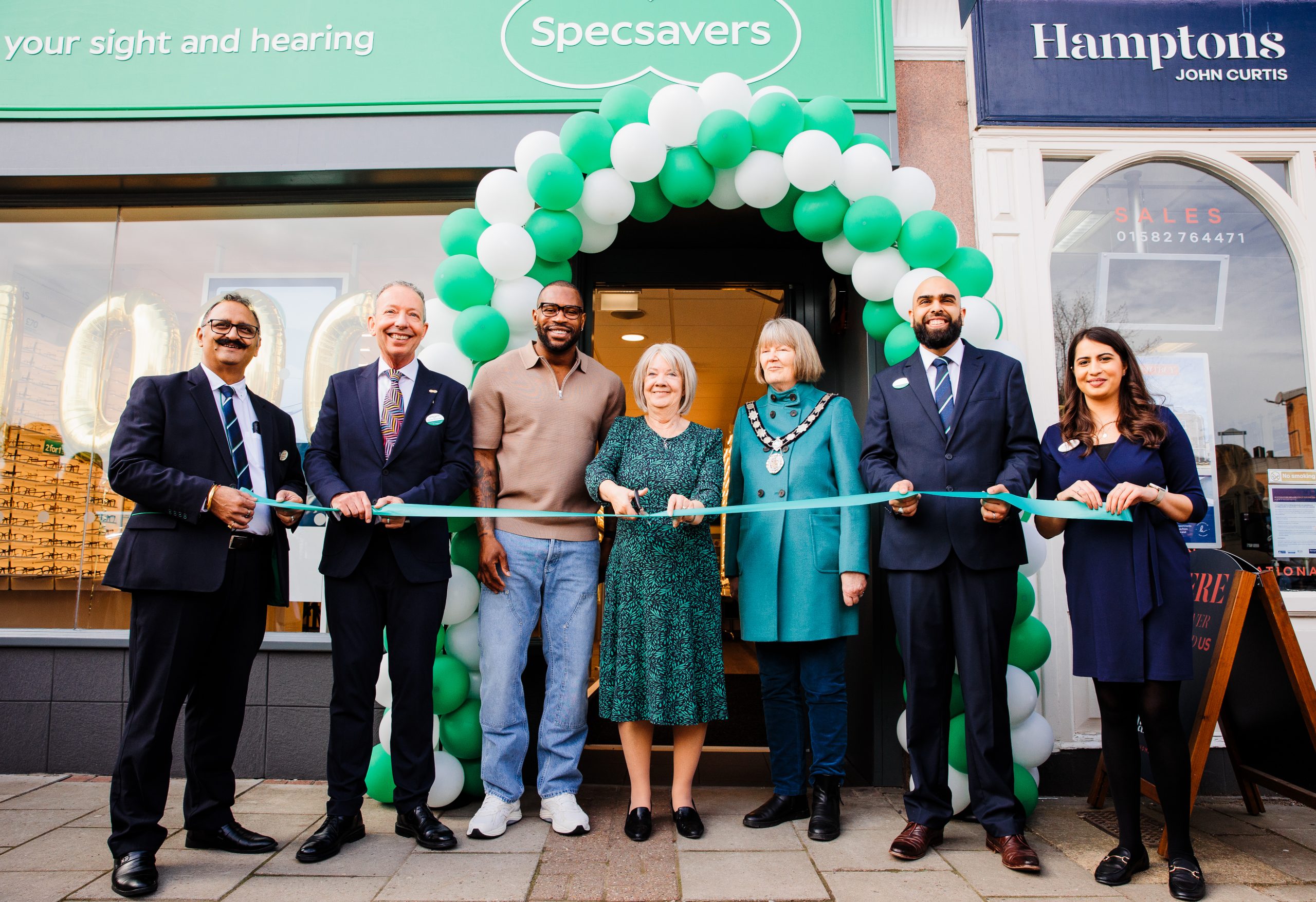 Specsavers 1,000th store opening Ugo Monye Dame Mary Perkins