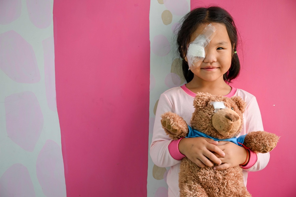 Buyandeleger, age 5, had a cataract in her right eye removed and intra-ocular lens implanted on the Flying Eye Hospital in Mongolia